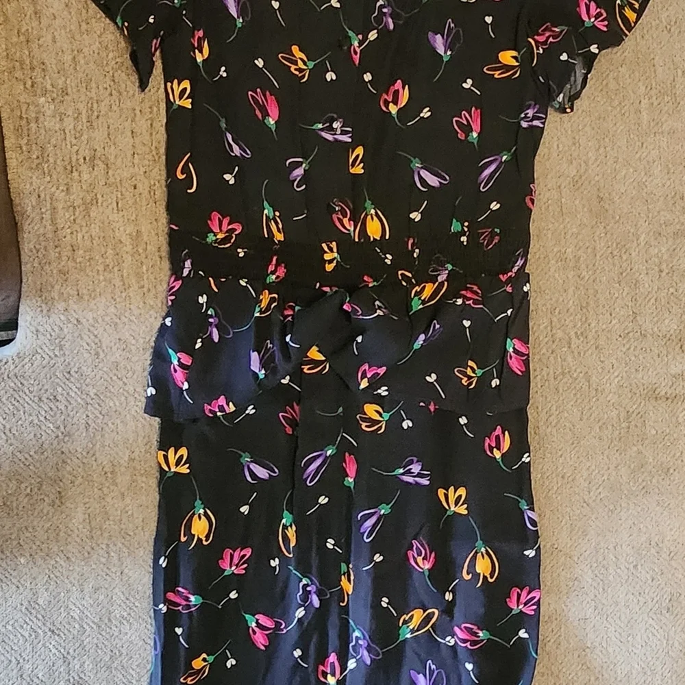 Sweet Baby Jane Black Dress with Floral Design